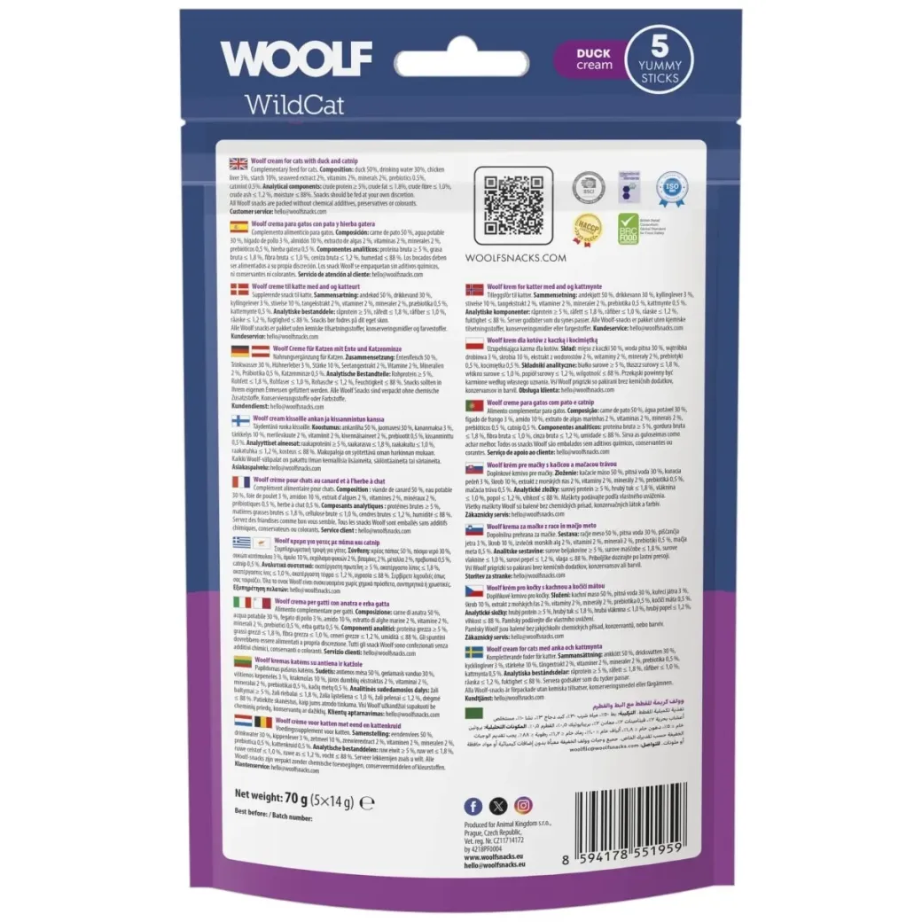 Woolf Wildcat Cream 5 stk - Cremet kattegodbid med and og catnip